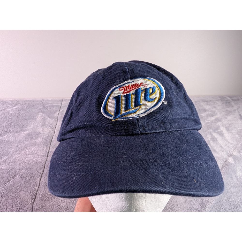 Miller Lite Beer Navy Blue Embroidered Logo Baseball Cap Acme Apparel Adjustable